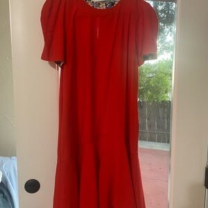 Anthropologie Red Midi Dress